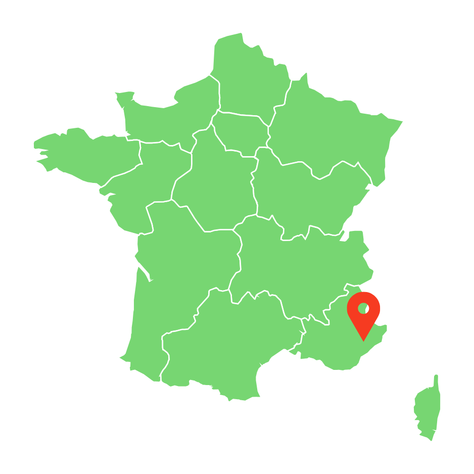 Carte de la  France pointant les Alpes-Maritimes 