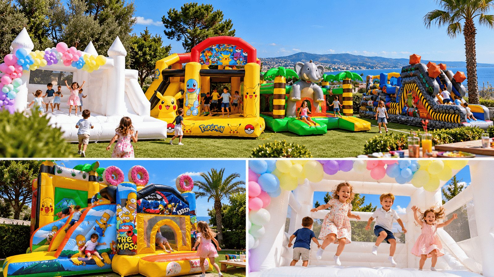 Amusement d'enfants dans des châteaux gonflables